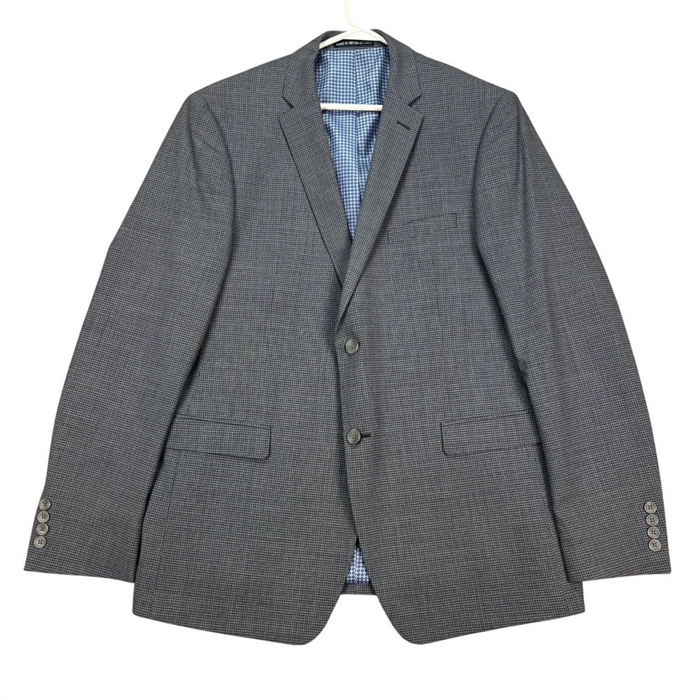 Original Penguin Men's Gray Plaid Wool Blend Blazer Sport Coat Jacket Size 44L